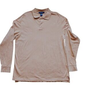 Daniel Cremieux Classics Long Sleeve Polo Shirt Mens Casual Beige Large